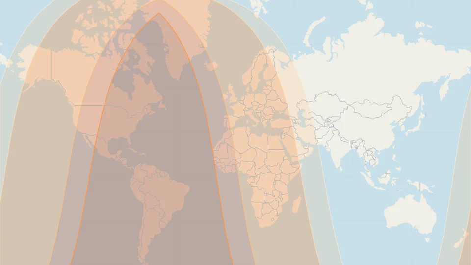 Visibility map of the partial lunar eclipse on 28 August 2026
